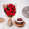 12 Red Roses And Half Kg Chocolate Cake Combo