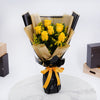 6 Yellow Roses Bouquet Black And Beige Wrap