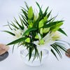 White Lily Rose Bouquet In Beautiful Vase