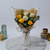 6 White And Yellow Roses Bouquet Chic Wraping