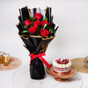 6 Red Roses And Half Kg Red Velvet Cake Combo