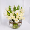 "Elegant White Bouquet Tulip And Rose In A Vase  "