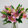 Pink Lily Bouquet In Glass Vase