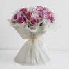 Purple Roses Bouquet In Transparent Wrapper