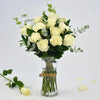 12 White Roses Flower Bouquet in Vase