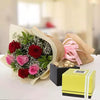 Red And Pink Roses Bunch & Patchi Chocolates