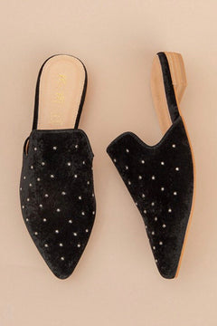 Grace Studded Black Mule