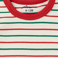 Holiday Christmas Pajama Set - Candy Stripe Red Cuff