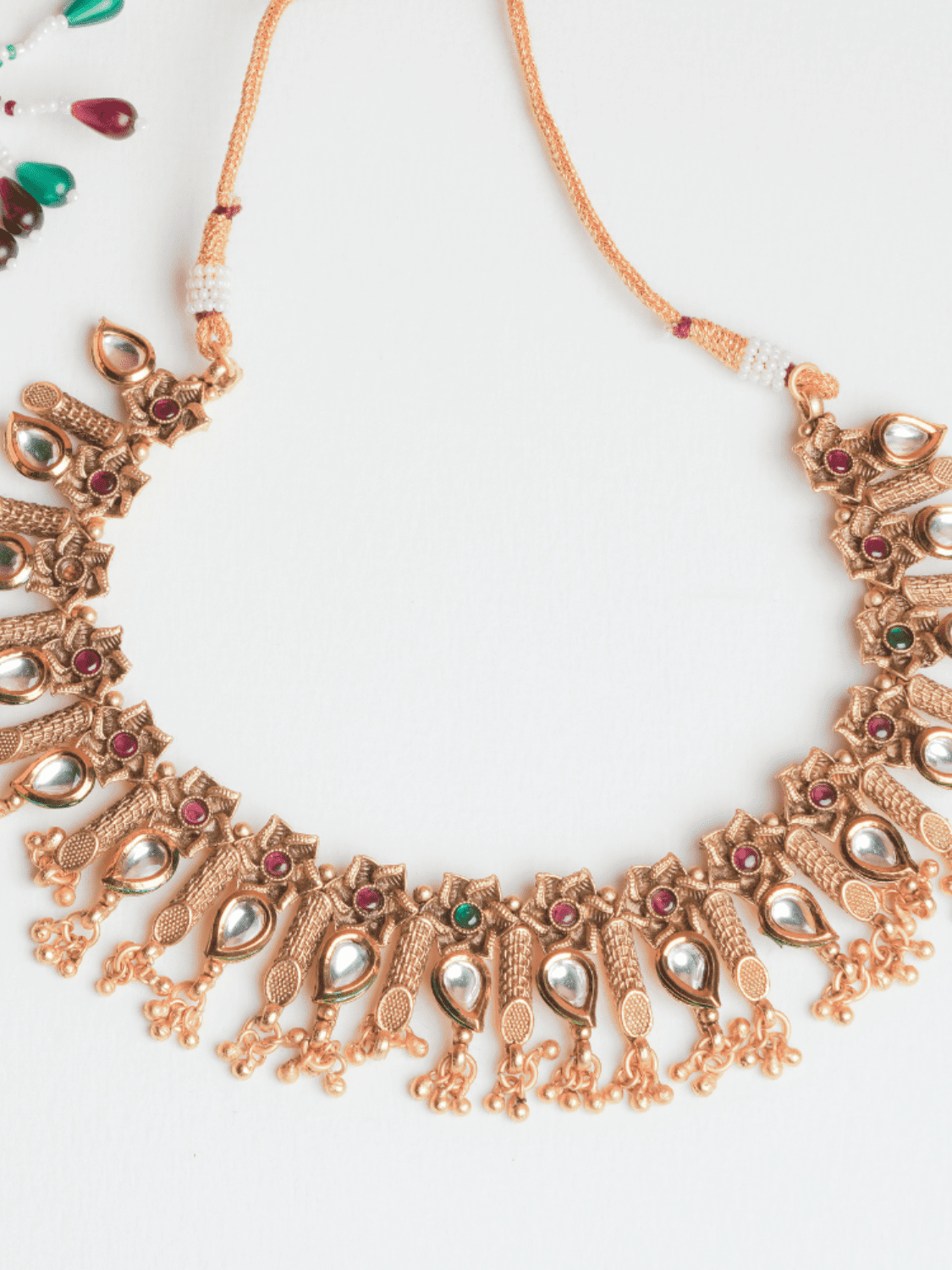 Peacock Multicolour Temple Choker Set (Necklace & Earrings)