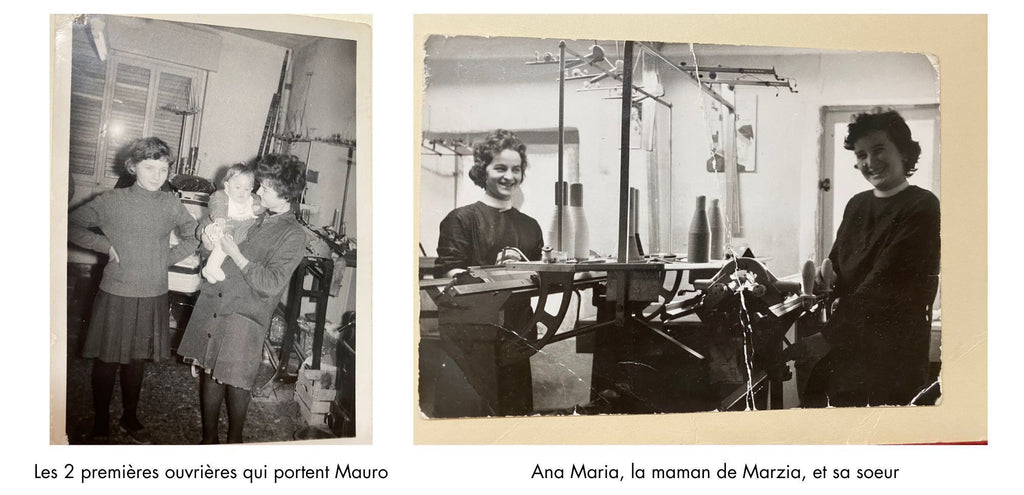 Anna Maria et sa soeur au commencement de la fabrique dans les 60s en Italie