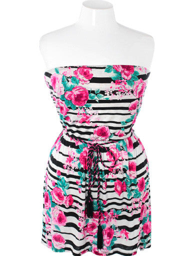 Plus Size Sexy Flower Summer Tube Dress – Plussizefix
