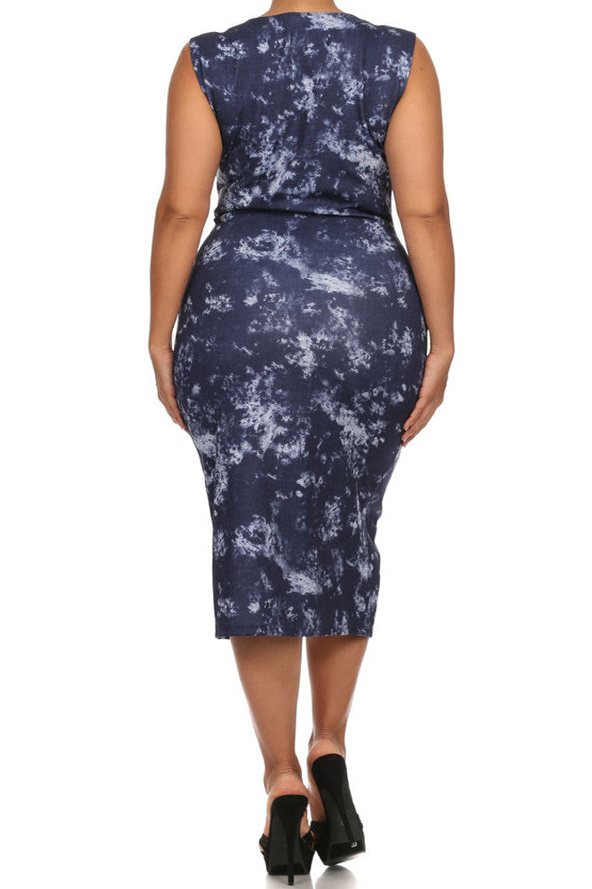 Plus Size Sky Clouds Ruched Zippered Midi Dress – Plussizefix