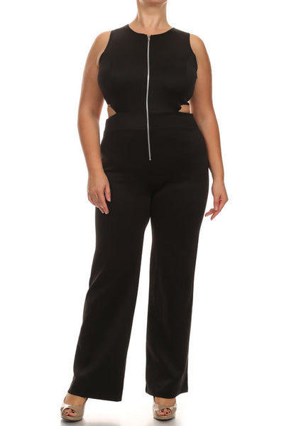 Plus Size City Gal Front Zipper Black Jumpsuit – Plussizefix