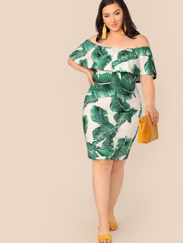 plus size tropical print dresses