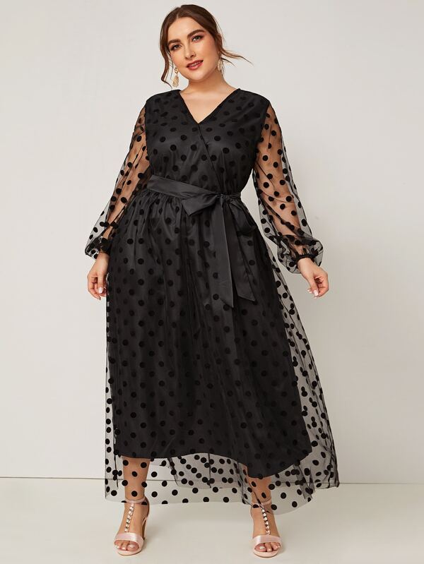 sheer polka dot dress plus size