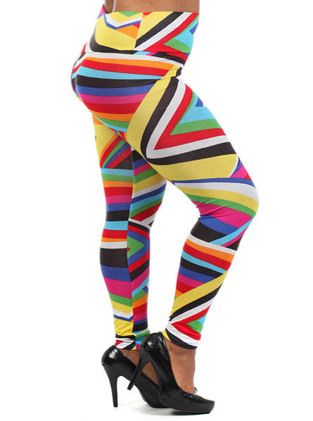 Plus Size Sexy Stripe Rainbow Leggings – Plussizefix