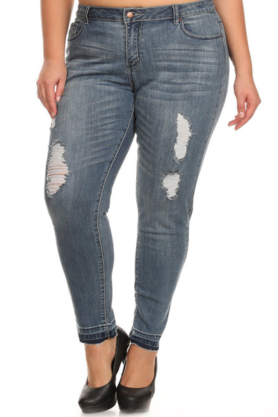Plus Size Hot Mid Rise Distressed Denim Jeans – Plussizefix