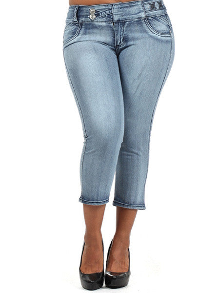 Plus Size Booty Lifter Colombian Capri Denim Jeans – Plussizefix