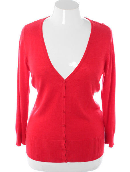 Plus Size Sexy Classic Button Down Red Cardigan – Plussizefix