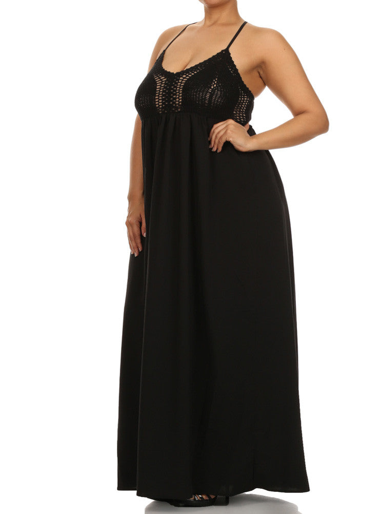 Plus Size Love Struck Crochet Black Maxi Dress – Plussizefix