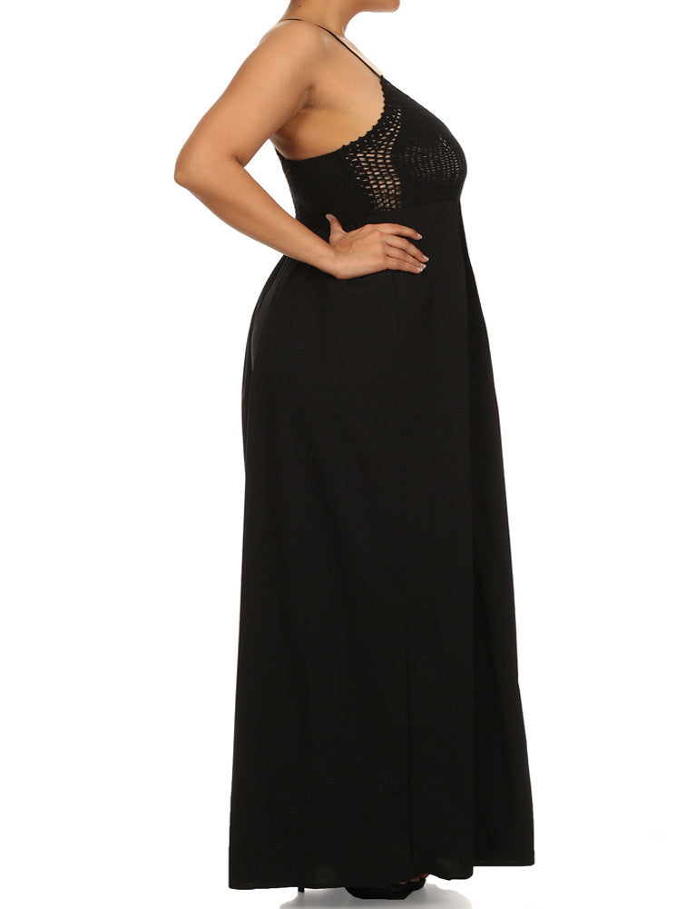Plus Size Love Struck Crochet Black Maxi Dress – Plussizefix