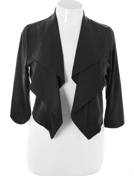 Plus Size Designer Front Draped Black Blazer – Plussizefix