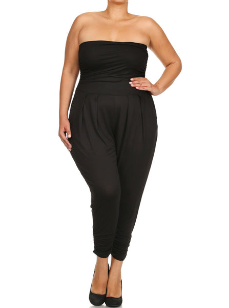 Plus Size Sexy Strapless Black Jumpsuit – Plussizefix