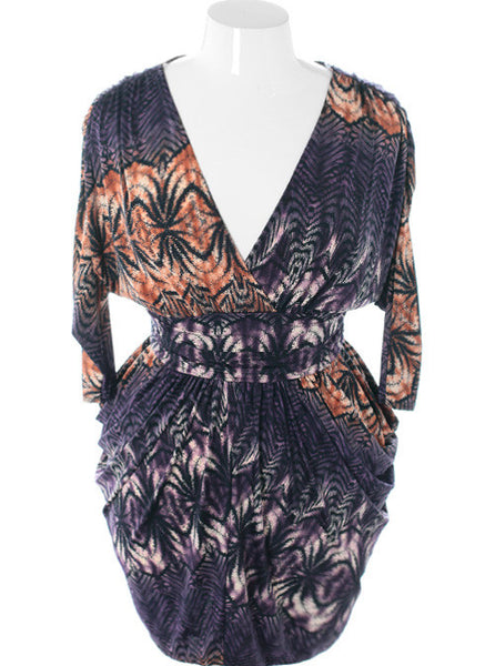 Plus Size Exotic Bubble Skirt Purple Dress – Plussizefix