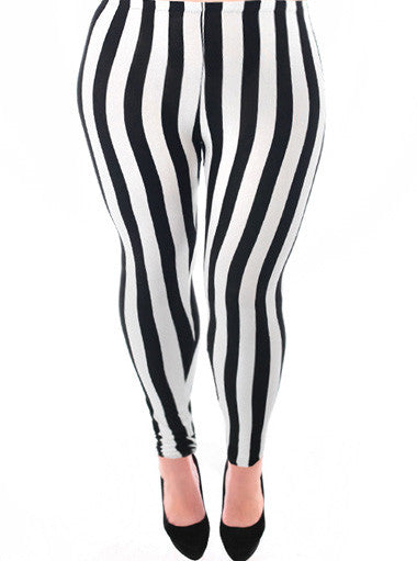 Plus Size Thick Vertical Stripe Black White Legging – Plussizefix