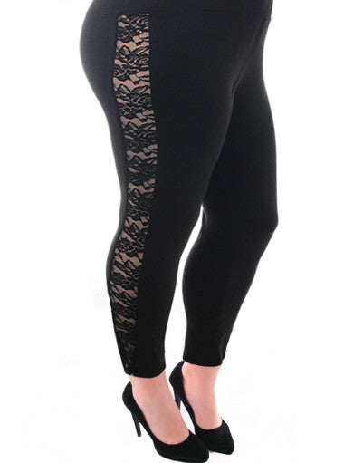 Plus Size See Through Side Black Leggings – Plussizefix