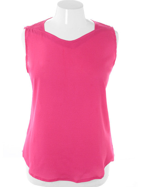 Plus Size Designer Sheer Sleeveless Pink Top – Plussizefix