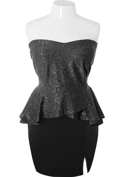 Plus Size Sexy Eyelet Lace Peplum Black Dress Plussizefix 9487