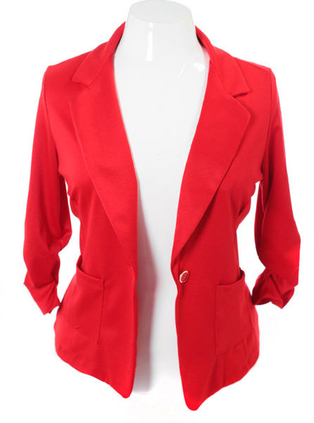 Plus Size Single Button Red Blazer – Plussizefix