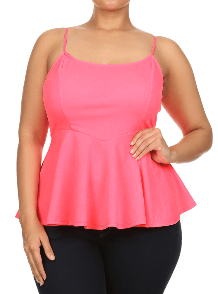 Plus Size Sexy Neon Pink Peplum Tank – Plussizefix