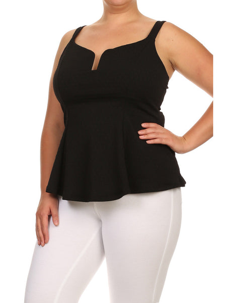 Plus Size Darling Textured Flared Black Top – Plussizefix