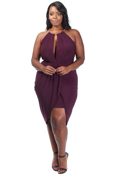 Gilded Goddess Drapey Plus Size Midi Dress – Plussizefix