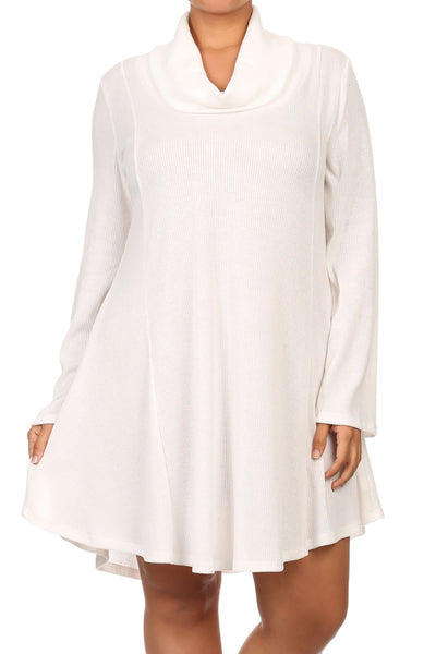 Plus size sweater dresses with cowl neck