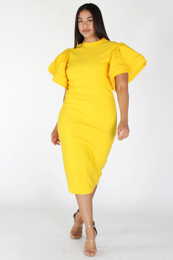 Plus Size Gala Ruffle Sleeves Midi Dress – Plussizefix