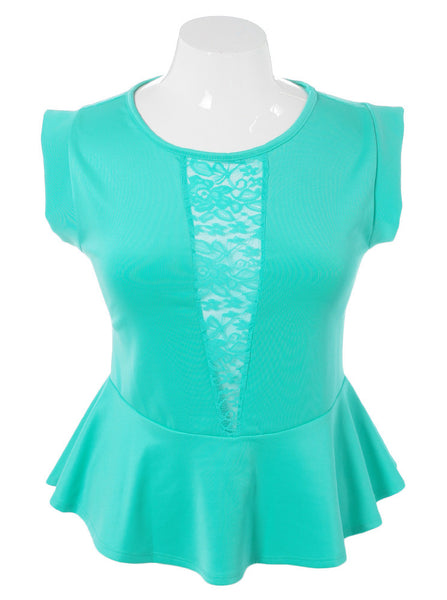 Plus Size Seductive Lace V Peplum Mint Top – PLUSSIZEFIX