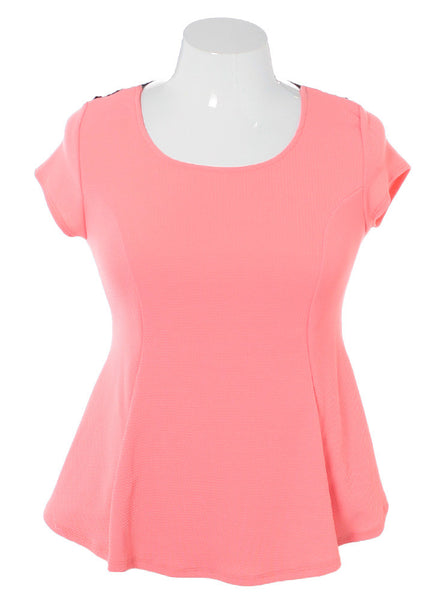 Plus Size See Through Back Flare Pink Top – Plussizefix