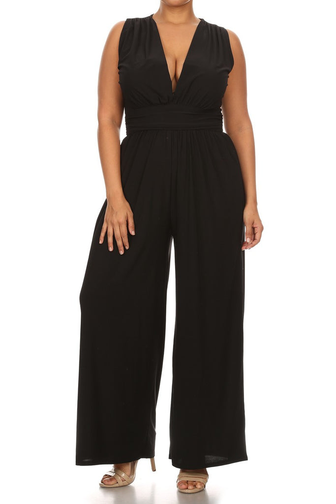 Jasmine Empire Waist Pleated Plus Size Jumpsuit – Plussizefix