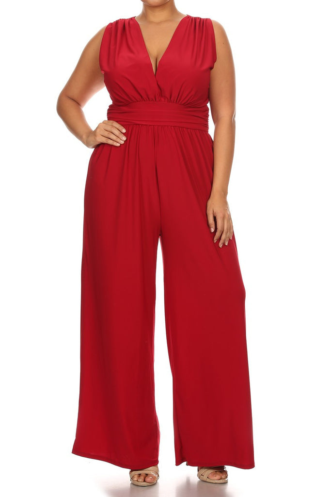 Jasmine Empire Waist Pleated Plus Size Jumpsuit – Plussizefix