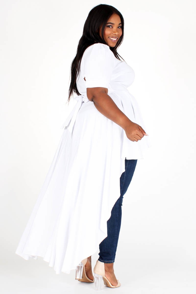 plus size white high low top