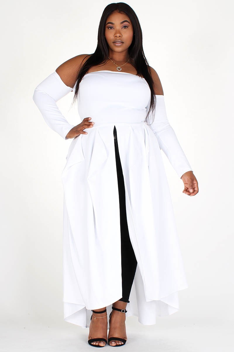 off shoulder white top plus size