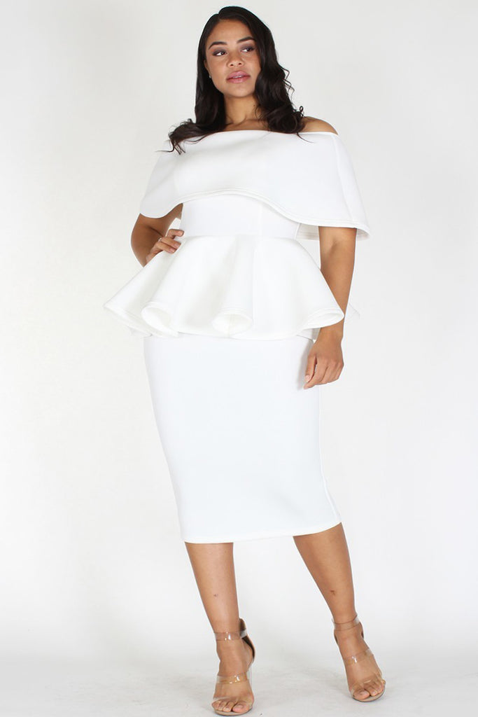 plus size white pencil dress