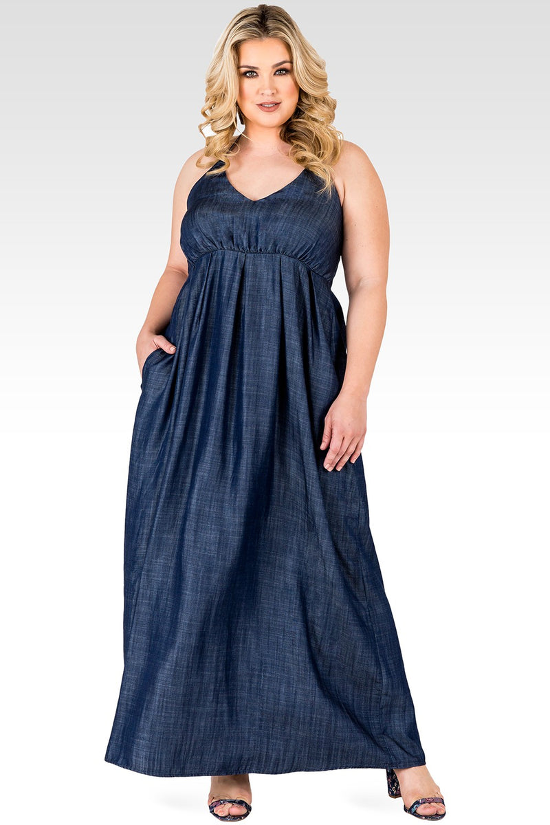 denim blue maxi dress