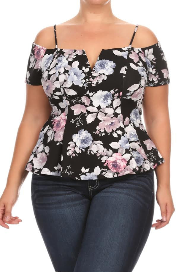 Rose Party Off The Shoulder Plus Size Top – Plussizefix