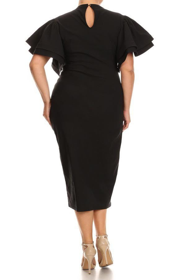 Plus Size Gala Ruffle Sleeves Midi Dress – Plussizefix