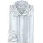 Poplin Semi Spread Shirt - White / Light Grey - Butcher Stripe - Regular Fit