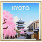 Kyoto Travel Poster Silk Pocket Square - 40x40cm